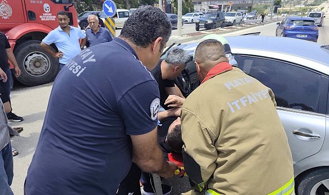 Defne'de kamyonla çarpışan otomobilin sürücüsü yaralandı