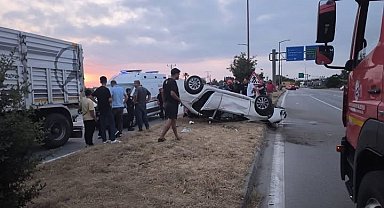 Dörtyol'da takla atan otomobilin sürücüsü yaralandı