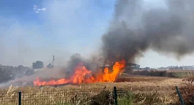 Edirne'de buğday tarlasında çıkan yangın söndürüldü