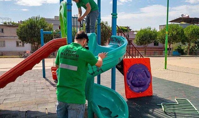 Efeler Belediyesi'nden parklarda onarım çalışması