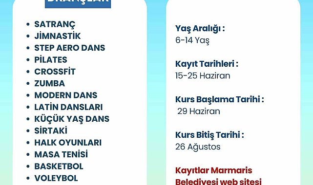 Marmaris Belediyesi'nden çocuklar için 17 branşta ücretsiz yaz kursu