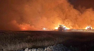 Mazıdağı'nda dün gece çıkan yangında ekili araziler zarar gördü
