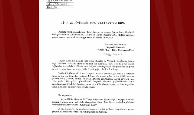 MHP'li Ersoy'dan tarihi İpek Yolu için soru önergesi