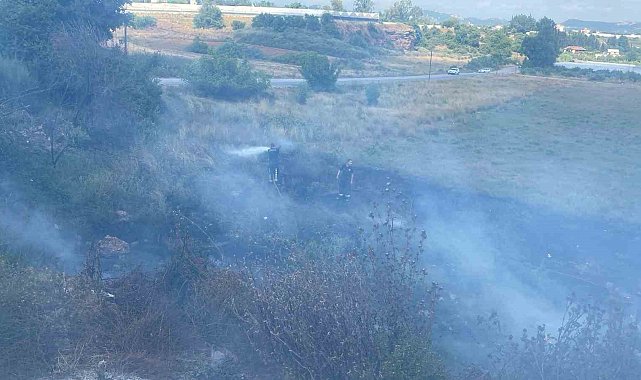 Otluk alanda çıkan yangın seralara sıçramadan söndürüldü
