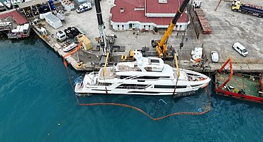 Sinop Limanı'nda batan lüks yat 7 günlük çalışmayla kurtarıldı