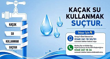 Sinop'ta kaçak su kullanan 8 haneye toplam 280 bin TL para cezası