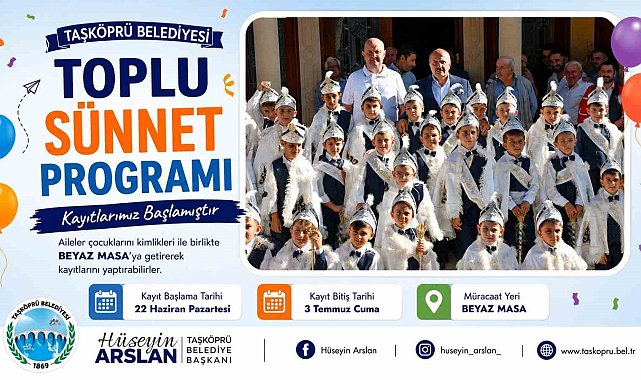 Taşköprü Belediyesi'nin toplu sünnet programı için kayıtlar başlıyor