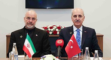 TBMM Başkanı Kurtulmuş, Bakü'de İran Meclis Başkanı Galibaf ile görüştü