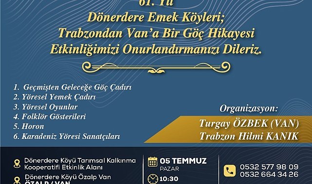 Trabzon'dan Van'a uzanan göçün 61. yıl yönümü