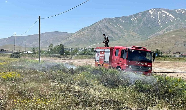 Van'da anız yangını