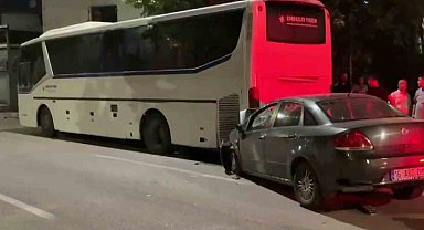 Alkollü sürücü önce duvara sonra otobüse çarptı: 2 ağır yaralı