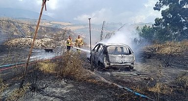 Bahçede başlayan yangında otomobil ve sera kullanılmaz hale geldi