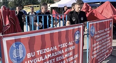 Çorum'da "seç-al" kuralına uymayan pazar esnafının tezgahı kapatıldı