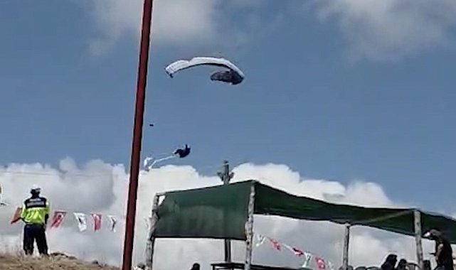 Çorum'da yamaç paraşütü pilotunun düşme anı kamerada