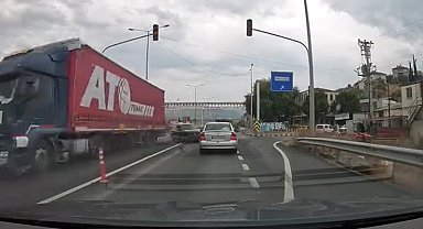 D-650'de yürekleri ağza getiren kaza kamerada