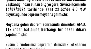 Elazığ Valiliği'nden deprem açıklaması