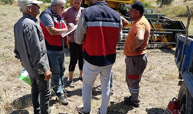 Gediz'de biçerdöverle hasat kontrolleri sürüyor