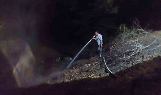 Gümeli yolunda izmarit yangını paniği
