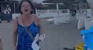 İzmir'de plajda sözlü saldırı kameraya yansıdı