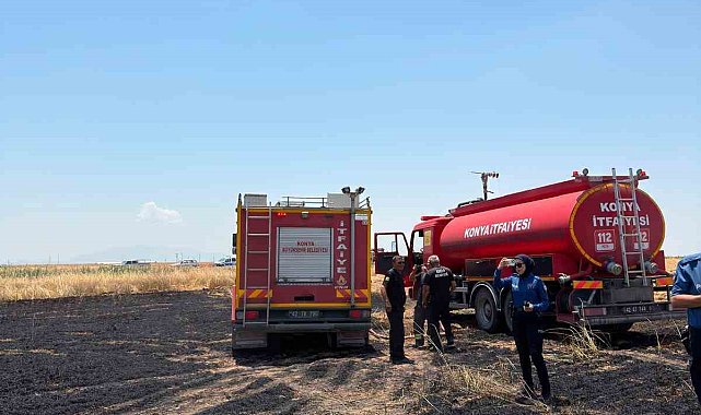 Karapınar'da 15 dönüm arpa ekili tarla yangında zarar gördü