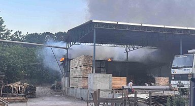 Kereste işletmesinde korkutan yangın