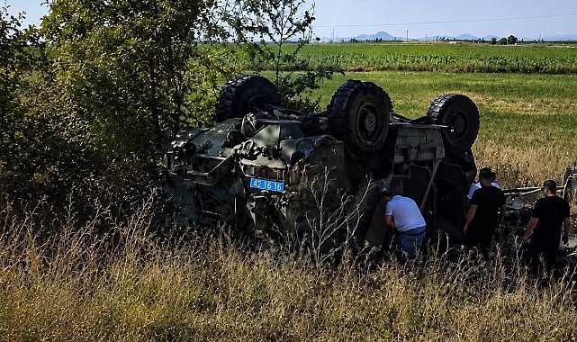 Konya'da askeri araç devrildi: 1 yaralı