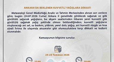 Meteoroloji'den Ankara için sağanak uyarısı