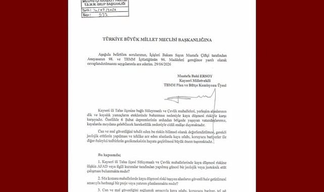MHP'li Ersoy, 2 mahalledeki kaya düşmesi riskini meclise taşıdı