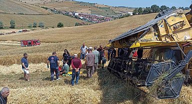 Samsun'da biçerdöver devrildi: 1 yaralı