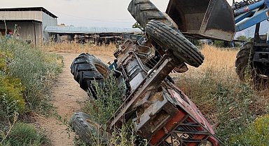 Tümseğe çarpan traktör devrildi, 16 yaşındaki çocuk ağır yaralandı
