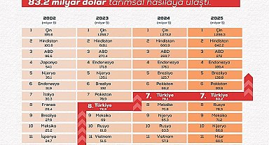 Türkiye'nin tarımsal hasılası rekor kırarak 83,2 milyar dolara ulaştı