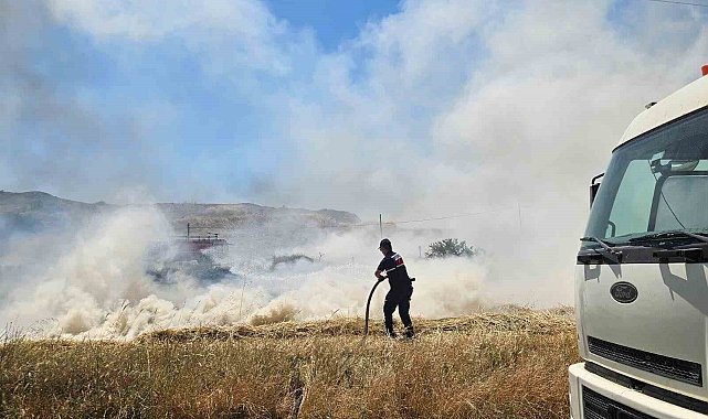 Yol kenarındaki otluk alanda yangın çıktı